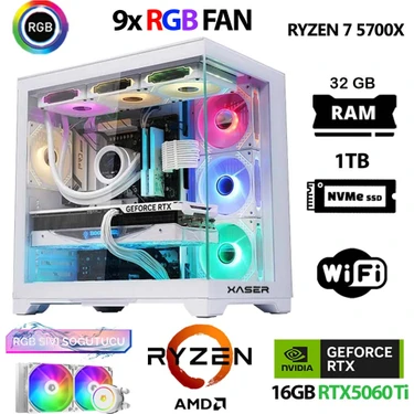 Xaser SOVAX60 Ryzen 7 5700X 32GB Ram 1tb M.2 Nvme SSD 16GB RTX5060TI Sıvı Soğutmalı Masaüstü Oyuncu