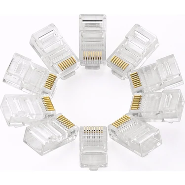 100 Adet - RJ45 Konnektör Network Cat5 Cat6 Jak Jack Ethernet