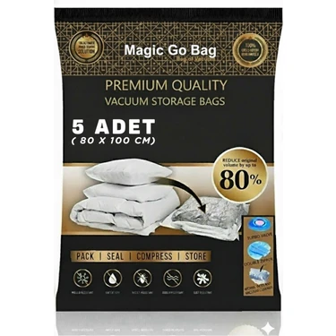Gogidigo Aradığın o 5 Adet Büyük Boy 80x100 cm Vakumlu Poşet Vakumlu Hurç Vakumlu Torba Yorgan
