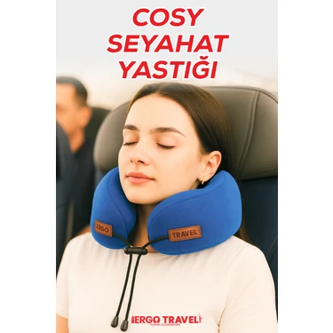 Cosy Ortopedik Seyahat Yastığı Visco Boyun Destekli Seyahat Yastığı - Mavi | Ergo