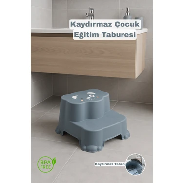 Funny Life Kaydırmaz Taban Çocuk Basamaklı Eğitim Taburesi - Banyo, Lavabo, Klozet Basamak Merdiven