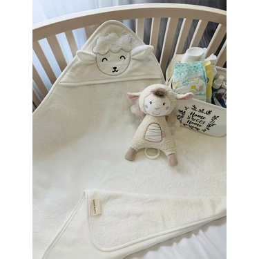 Tanem Home Pamuk Kuzu Desen Nakışlı Bebek Havlu Kundak 75 x