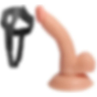 Lolita Shop Anal Vajina Kemerli 13 cm Eğik Takma Penis Vantuzlu Gerçekçi Doku Realistik Belden