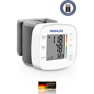 Wohler Bilekten Ölçer Dijital Tansiyon Aleti , Nabız Ölçer , 2 x 120 Ölçüm Hafıza , Saklama