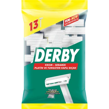 Derby Tek Bıçaklı Kullan-At Tıraş Bıçağı - Erkekler için 13'lü Paket,  Hassas Cilt İçin