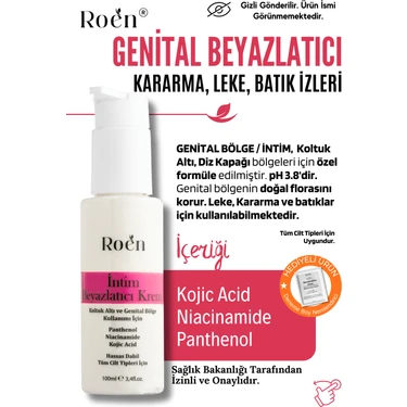 Roen Genital Bölge Beyazlatıcı Krem, Bikini Bölgesi, Dirsek, Koltuk Altı, İntim Beyazlatıcı Krem