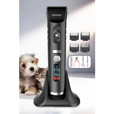 Goldmaster Animalpro Şarj Standlı LED Ekranlı Kedi Köpek Tıraş Makinesi Pet Evcil Hayvan Tüy Kesme