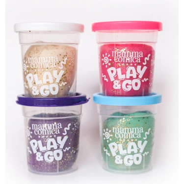 MammaComica Dough Play & Go 4 Lü Doğal Simli Oyun Hamuru Seti (4 Renk x 65