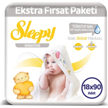 Sleepy Sensitive Islak Havlu 18 x