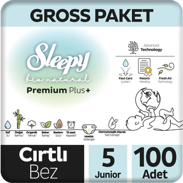 Sleepy Bio Natural Premium Plus Gross Paket Bebek Bezi 5 Numara Junior 100