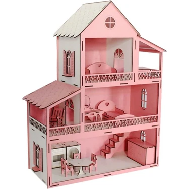 Hobi Oyuncak Ahşap Pembe Oyun Evi - 14