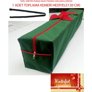 Winterfest Yılbaşı Ağacı Taşıma Saklama Çantası 150-180 cm Ağaçlara Uyumlu( Orta