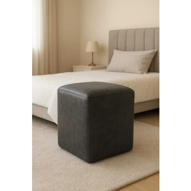 Nubuk Kumaş Kare Puf 40×40×45 cm – Dekoratif Oturma Makyaj Pufu Yuvarlak