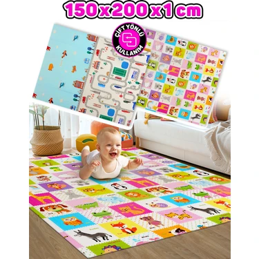 Circle Toys Taşıtlar + Animals , Katlanabilir Çocuk Oyun Halısı – 150X200X1 cm - Taşıma Çantası