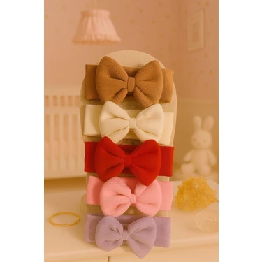 Kız Bebek & Çocuk Fiyonklu Bandana 5'li Set