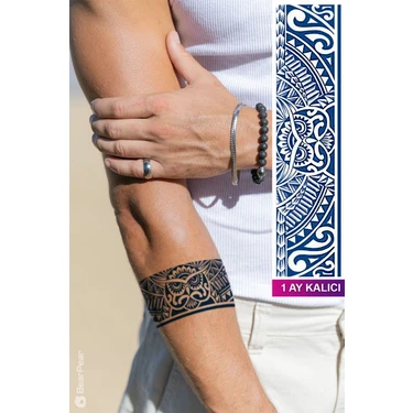 1 Ay Kalıcı Şerit Dövme Kol Bacak Bilek Dövmesi Armband Geçici