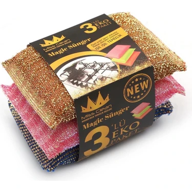 Missclean ( 3 Adet ) Mikrofiber Bulaşık Süngeri Telli Özel