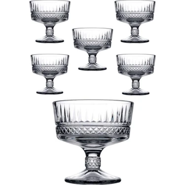 Paşabahçe 51749 6'lı Düz Elysia Ayaklı Dondurmalık Kase Cam Desenli 250 ml Şık