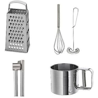 IKEA 5 Parça Paslanmaz Çelik Mutfak Set; Sarımsak Ezici, Idealisk Rende, 2'Li Çırpıcı, Un