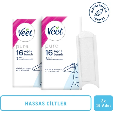 Veet Pure Hipoalerjenik Sir Ağda Bandı Bikini & Koltuk Altı Bölgesi 16'lı X