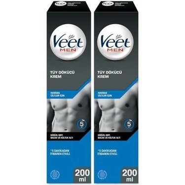 Veet Men 200 ml X 2 Tüy Dökücü Krem Hassas Ciltler İçin Kesik Çizik Yapmadan