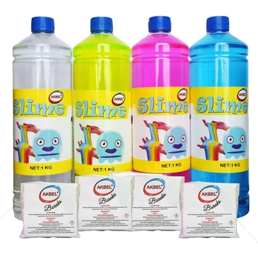 Akbel şaka hamuru slime 4 renk 4x1 kg +