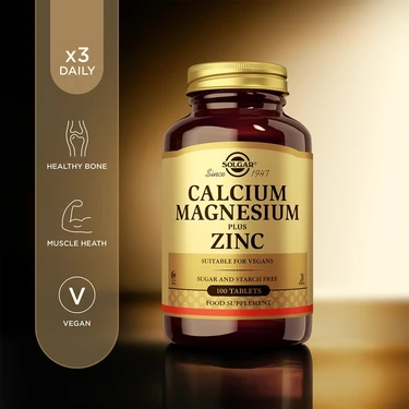 Solgar Calcium Magnesium Plus Zinc 100 Tablet Vegan Dostu Amerika Menşeli Vitamin ve Mineral