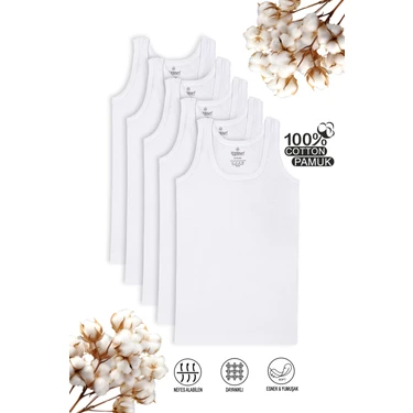Özkan Underwear 0801 5'li Paket Erkek Çocuk Ribana %100 Pamuklu Esnek Rahat Kalın Askılı
