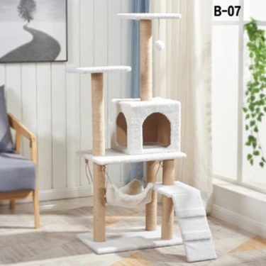 Nursoft B-07 Hamaklı Yuvalı Lüx Kedi Tırmalama Evi