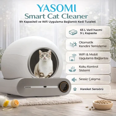 Yasomi Smart Cat Cleaner 65L Hacim 9L Kapasiteli ve Wifi Uygulama Bağlantılı Kedi