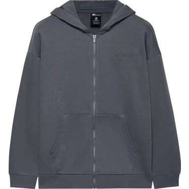 Skechers M Essential Full Zip Hoodie Sweatshirt Erkek Gri Sweatshirt