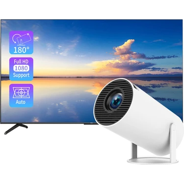 Delixa Conmezer Mini Projektör, Dış Mekan Taşınabilir Film Projektörü 1080P , Çift Bantlı Wifi 6 +