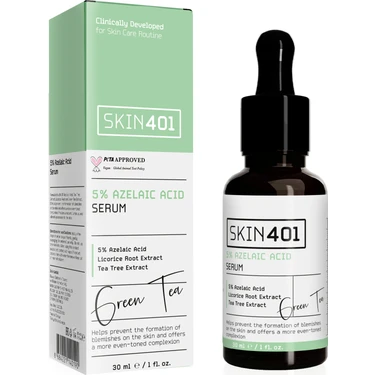 Skin401 Yatıştırıcı ve Leke Karşıtı %5 Azelaik Asit Serum 30ML Hassas Ciltler İçin Yenileyici