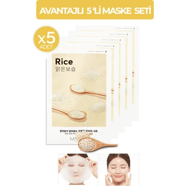 MISSHA Avantajlı Pirinç Özlü Aydınlatıcı ve Nemlendirici Yaprak Maske Seti (5ad) Airy Fit Sheet