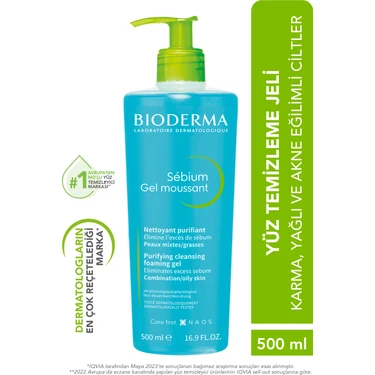 Bioderma Sebium Foaming Gel Yağlı ve Akneli Ciltler için Arındırıcı Temizleme Jeli 500