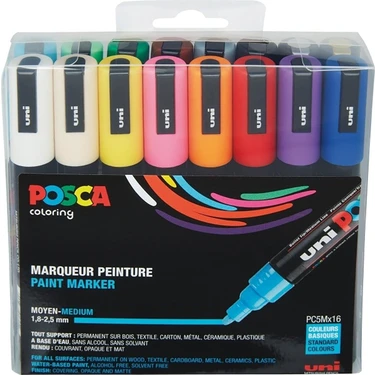 Uni Posca Pc-5m 1.8-2.5 Su Bazlı Boyama Markörü Seti 16