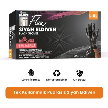 Reflex Flex Eldiven Tek Kullanımlık Pudrasız Pudrasız Eldiven - 100'lü