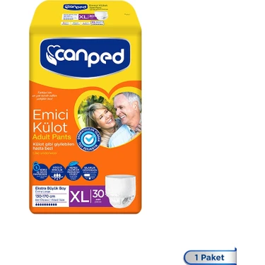 Canped XL 30'lu Emici Külot Ekstra Büyük Kadın Erkek İçin Nefes Alan Yapı ile Güvenli