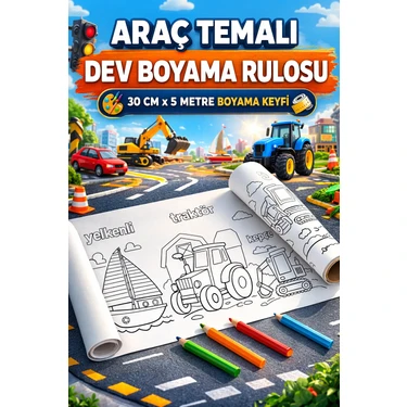 Haydi Dekor Araçları Tanıyorum ve Boyuyorum Boyama Rulosu – 30X500 cm | Eğitici Dev Rulo Boyama