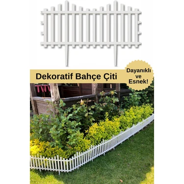 Dekozum 20 Adet Dekoratif Bahçe Çiti Plastik Beyaz Çit Tek Peyzaj Çiti Çiçek Koruma Çiti 11.80