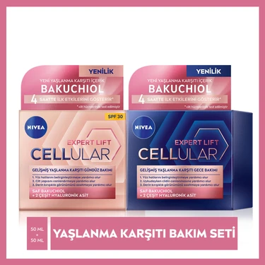 NIVEA Cellular Expert Lift Saf Bakuchiol Gelişmiş  Gündüz Yüz Kremi SPF 30 Güneş Koruması ve Gece