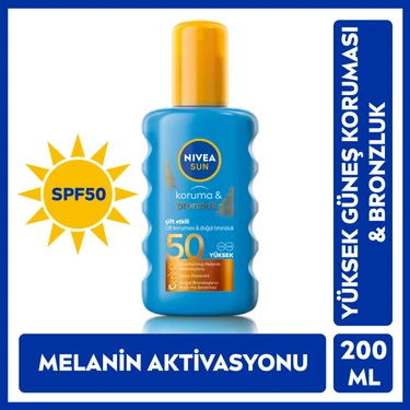 Nivea Sun SPF50 Güneş Koruyucu & Bronzluk Sprey 200 ml Çok Yüksek Koruma
