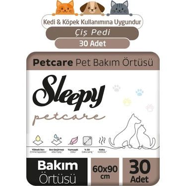 Sleepy Petcare 60x90 cm Pet Bakım Örtüsü 30 Adet Yüksek Emme Kapasitesi ile Su