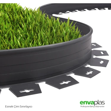 Envaplas Pratik Garden Çim Ayırıcı 25 mt Antrasit Sınırlayıcı Taş Toprak Çim Ayracı -