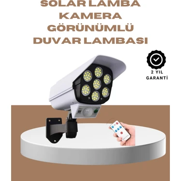 Beruflic Güneş Enerjili LED Lamba + Güvenlik Kamerası Görünümlü– 5-8 M Hareket Algılamalı, Beyaz
