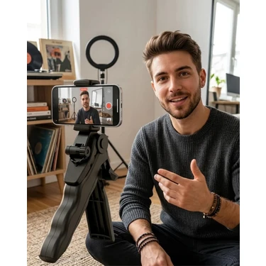 Katlanabilir Telefon Standı Mini Tripod Masaüstü Video Çekim Tutucu