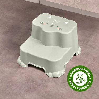 Çocuklar için Kaydırmaz, Çift Basamaklı Tabure - Banyo ve Lavabo Katlı Yükseltici -