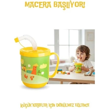 Belle Fusion Mey Ithalat® Premium Pipetli Çocuk Bardağı 350 ml -Alıştırma Bardağı ve