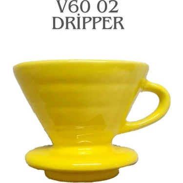 Hubby Chef V60 02 Dripper Seramik Kahve Demleme Ekipmanı (Hardal