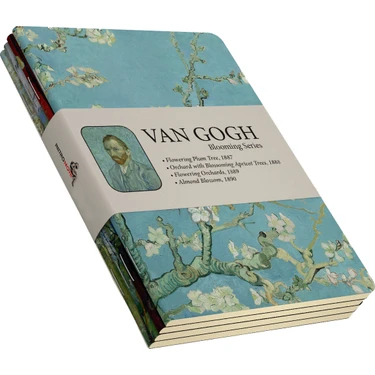 Retronote Van Gogh 4'lü Defter Seti 2  Blooming Series  Çizgisiz  64 Sayfa 